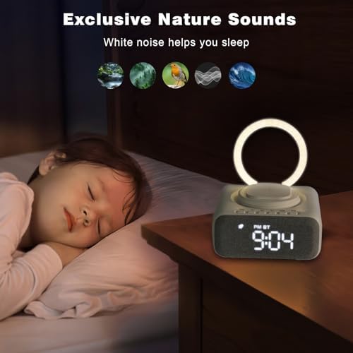 GEYUEYA Home Bluetooth Speaker with Night Light and Alarm Clock Radio