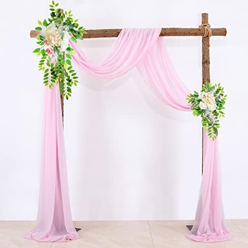 Light Pink Tulle Wedding Arch Drapes 2 Panels