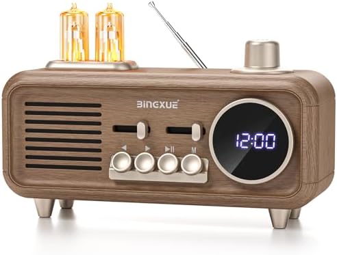 Retro Radios FM Portable Bluetooth Speaker with Night Light and Clock Display