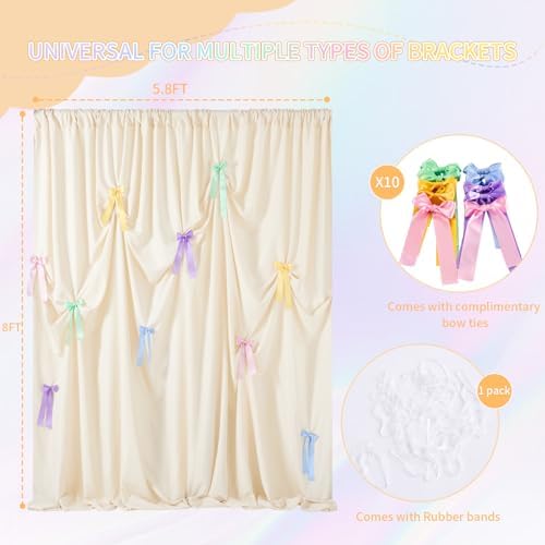 Ivory Backdrop Curtain 58x8ft Wedding Event Decor