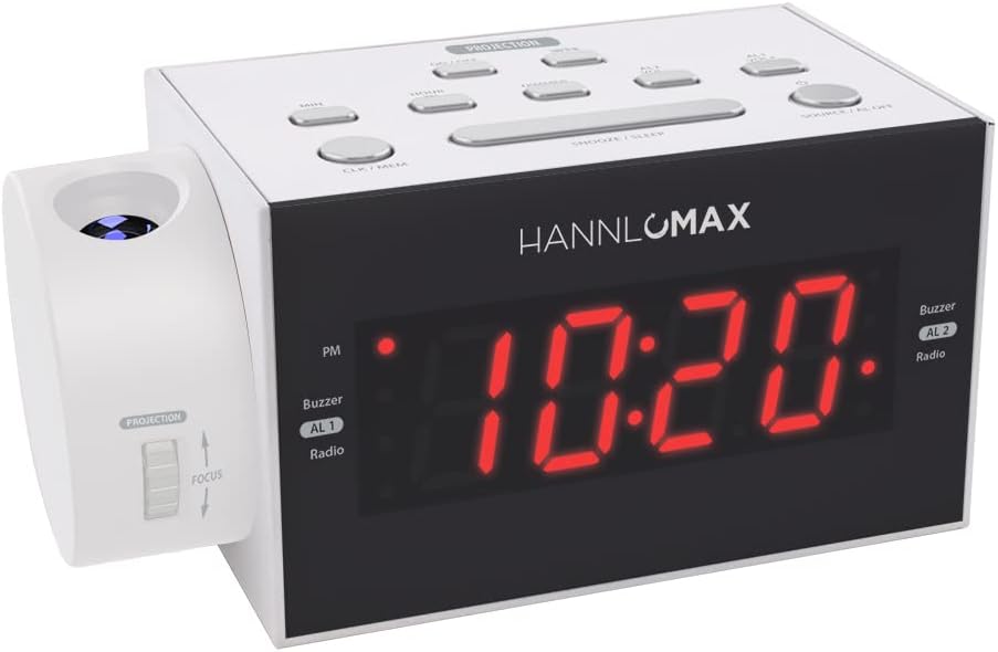HANNLOMAX HX-109CR FM Radio Clock with Dual Alarm and USB Charging