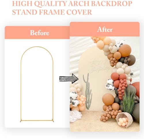 Beige Spandex Wedding Arch Cover with Round Top 72ft
