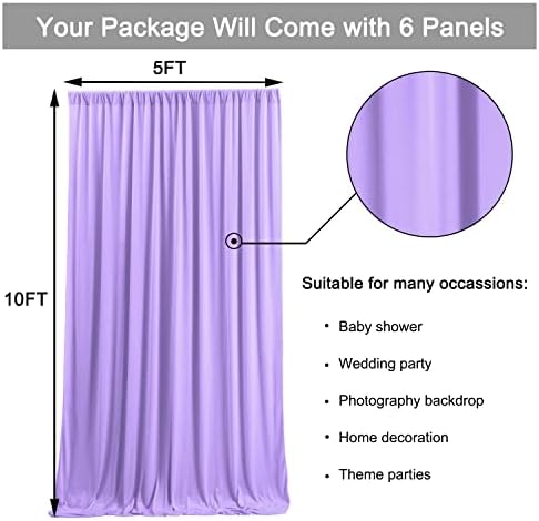 30ft x 10ft Lavender Wrinkle-Free Backdrop Drapes