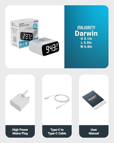 Majority Bluetooth Alarm Clock with Wireless Charging and FM Radio