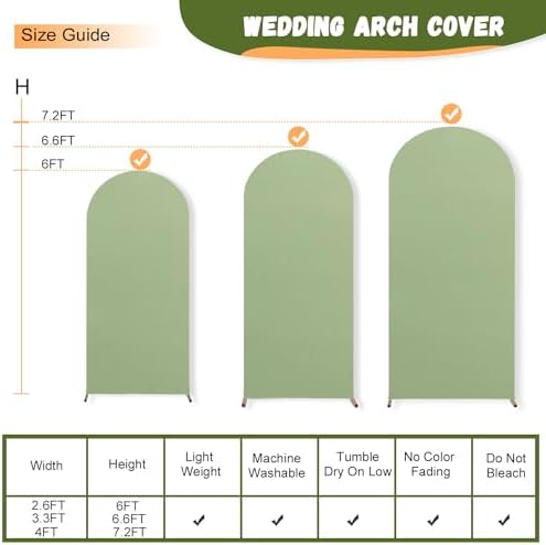 Sage Green Arch Cover Set of 3 for Weddings and Parties