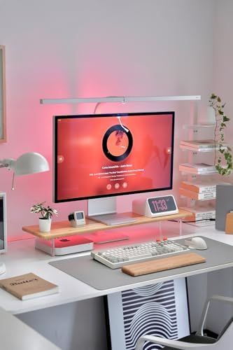 Bamboo Monitor Stand Riser with RGB Lights 315 Inches Natural Design
