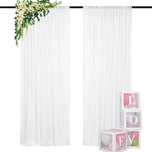 DUOBAO White Chiffon Backdrop Curtain 2 Panels 29x120 Inches