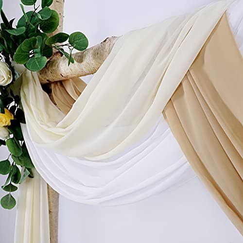 MoKoHouse 3 Panel White Sheer Wedding Arch Drapery