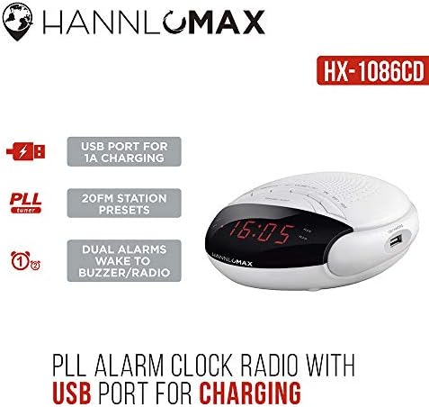 HANNLOMAX HX-200 Alarm Clock Radio with Dual Alarm and USB Charging
