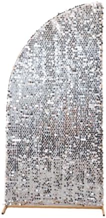 Efavormart 6ft Silver Sequin Chiara Backdrop Stand Cover