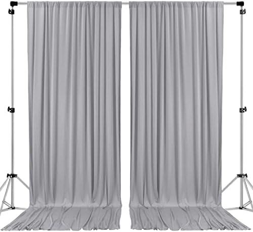 AK Trading Co 10ft x 10ft Silver Polyester Backdrop Curtains