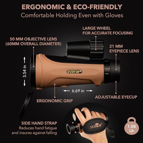Scotar 12x50 Monocular Telescope with Waterproof and Fogproof Features