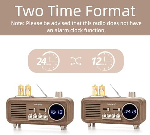 Retro Radios FM Portable Bluetooth Speaker with Night Light and Clock Display