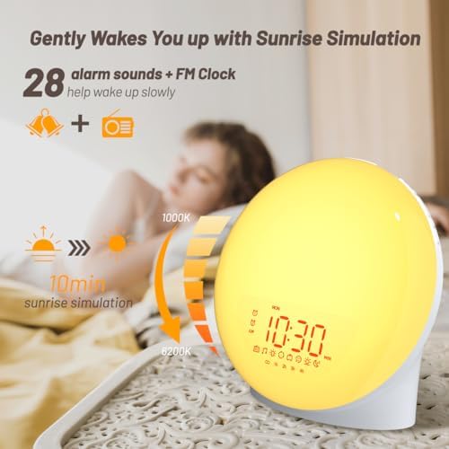iEasy Sunrise Alarm Clock with Dual Alarms and FM Radio
