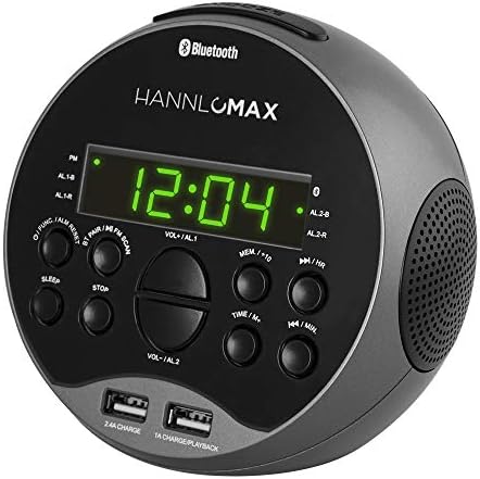 HANNLOMAX HX-129CR Alarm Clock Radio with Bluetooth and USB Charging
