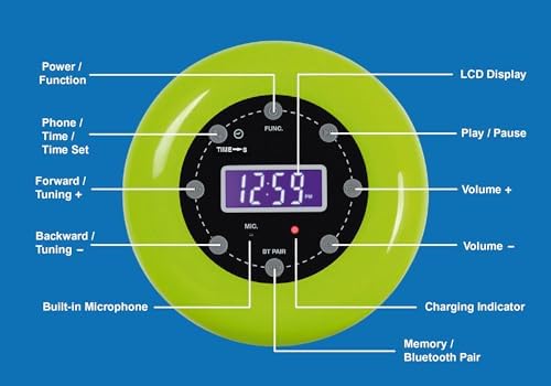 HANNLOMAX HX-159CR Shower Clock Radio with Bluetooth and Waterproof Design