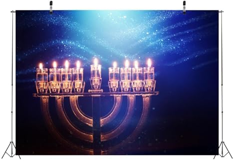 BELECO 8x6ft Hanukkah Backdrop with Menorah and Candles