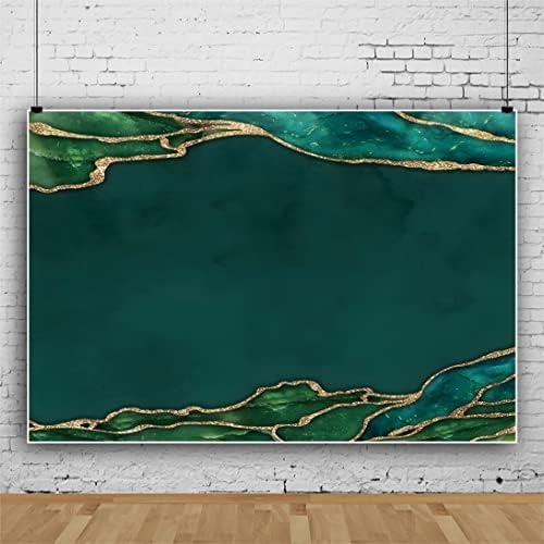 7x5ft Emerald Green Birthday Backdrop with Gold Fluid Glitter