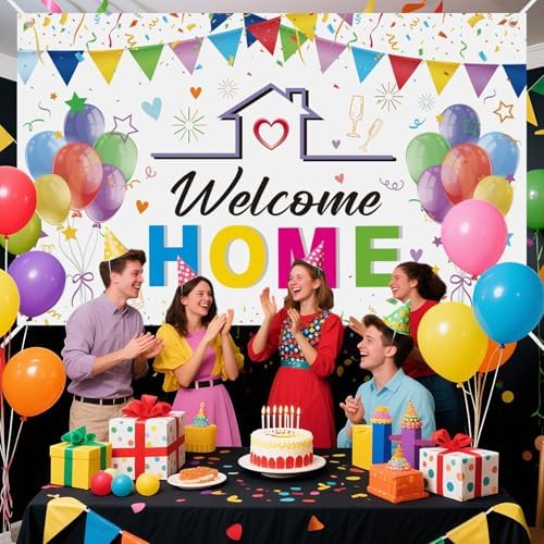Welcome Home Backdrop Banner for Party Decorations