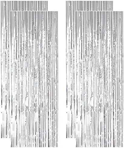 ShiDianYi Silver Foil Fringe Curtain Backdrop