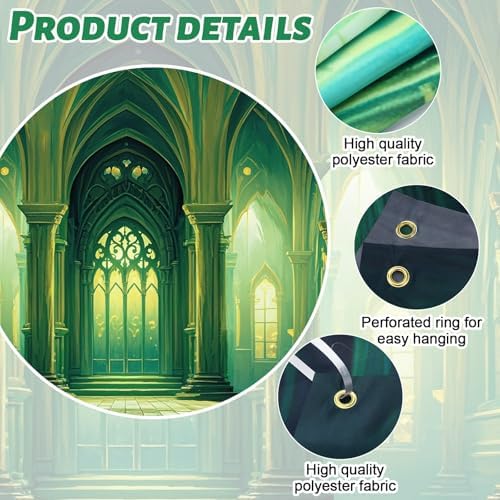 Tranqun Green Castle Backdrop for Party Decorations
