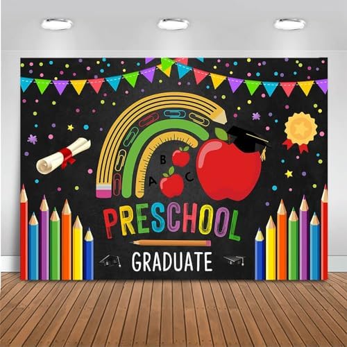 Mocsicka Preschool Graduation Photo Backdrop 10x7ft Black