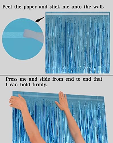 Light Blue Foil Fringe Curtains Party Decorations Pack of 2