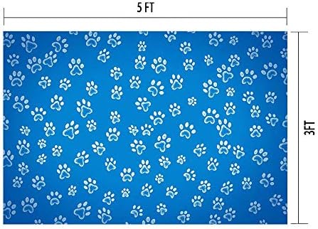 Dog Footprints Backdrops for Photo Booth 5x3ft Blue Print Patrol