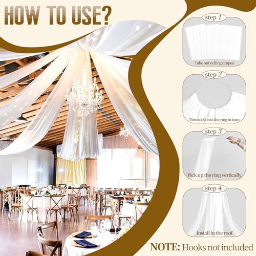 6 Panels White Ceiling Drapes for Wedding Ceremony