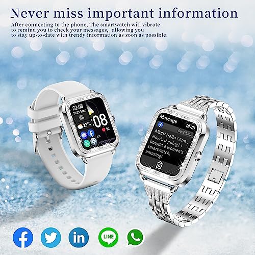 Diamond Smart Watch for Women with HD Touch Screen