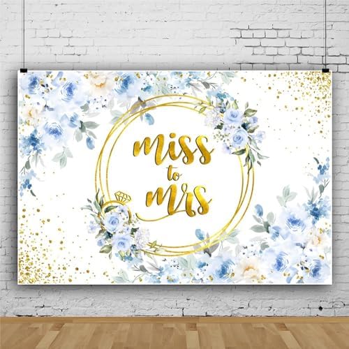 10x7ft Blue Floral Backdrop for Wedding and Photo Events
