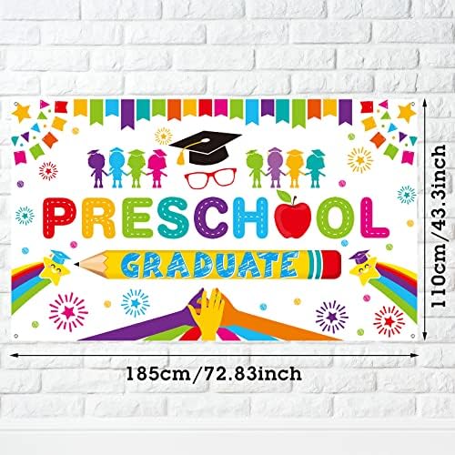 Tudomro Preschool Graduation Backdrop Banner 728 x 433 in White