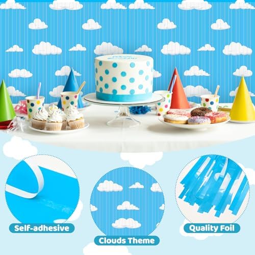 4PCS Blue Sky White Clouds Party Decor Curtains
