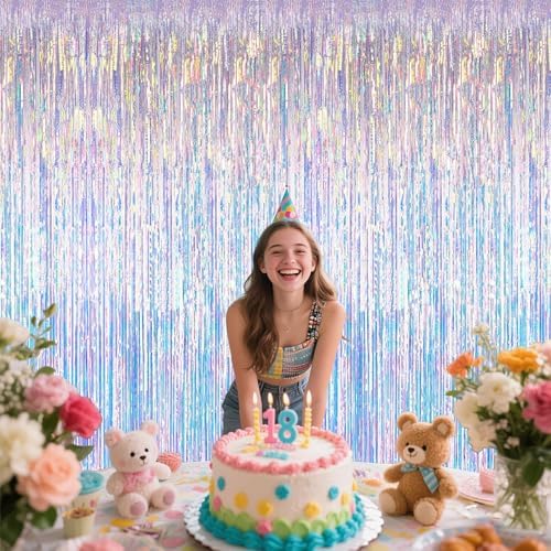 Iridescent Party Decorations Fringe Backdrop