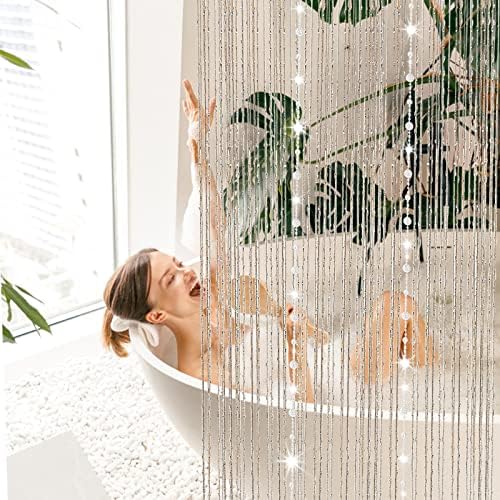 Black Beaded String Curtain for Door 36x77 Inch