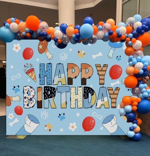 Blue Dog Theme Birthday Backdrop for Photo Booths