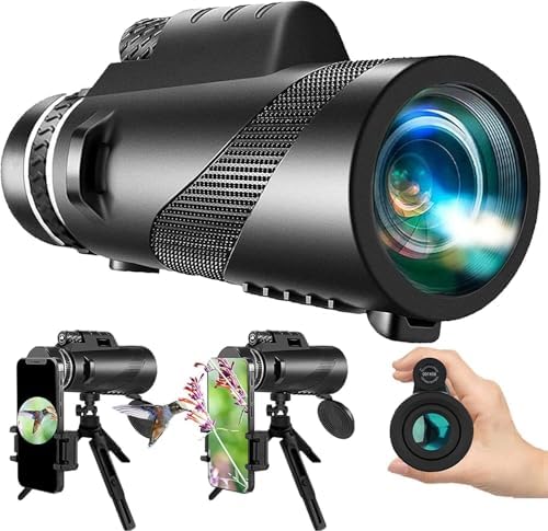 80x100 Power Monocular for Smartphone Stargazing Hunting Bird Watching