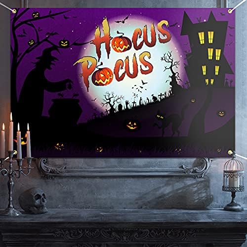 Halloween Backdrop Banner Pumpkin Witch Castle Theme Purple