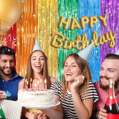 Rainbow Foil Curtain Streamers 2 Pack for Parties