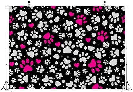 BELECO 5x3FT Paw Print Fabric Backdrop
