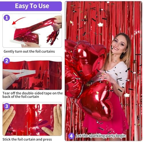 Red Tinsel Backdrop Birthday Decorations 2 Pack