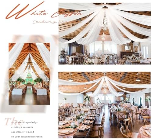 4 Panels White Ceiling Drapes for Wedding Decorations