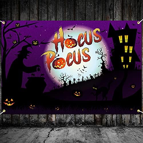 Halloween Backdrop Banner Pumpkin Witch Castle Theme Purple