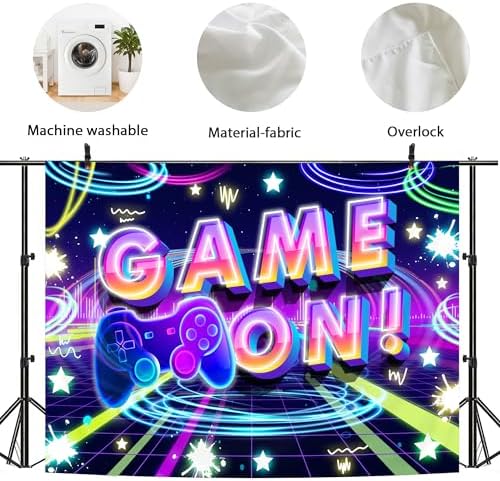 Neon Party Supplies Game On Backdrop for Kids