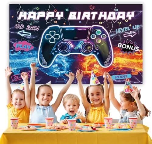 Game Machine Happy Birthday Backdrop Cloth for Parties