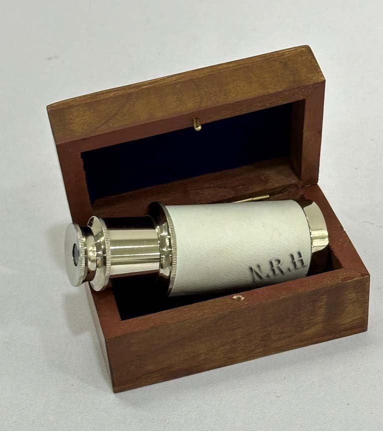 Brass Spyglass Telescope with Wooden Box