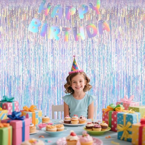 Iridescent Party Decorations Fringe Backdrop