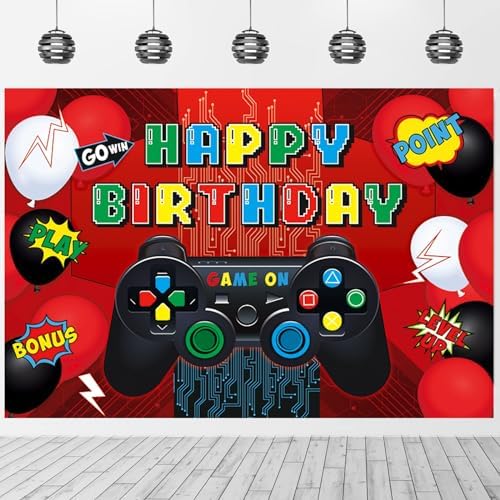 Video Game Birthday Party Backdrop Banner 5x3ft Foldable Gaming Theme