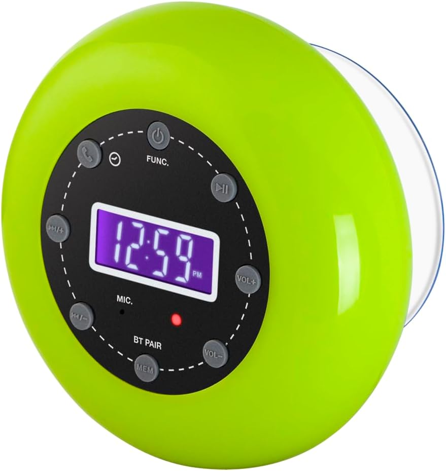 HANNLOMAX HX-159CR Shower Clock Radio with Bluetooth and Waterproof Design