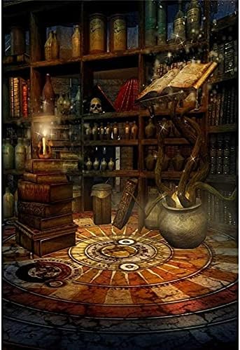 Laeacco 5x7FT Fantasy Room Magic School Halloween Horror Night Backdrop